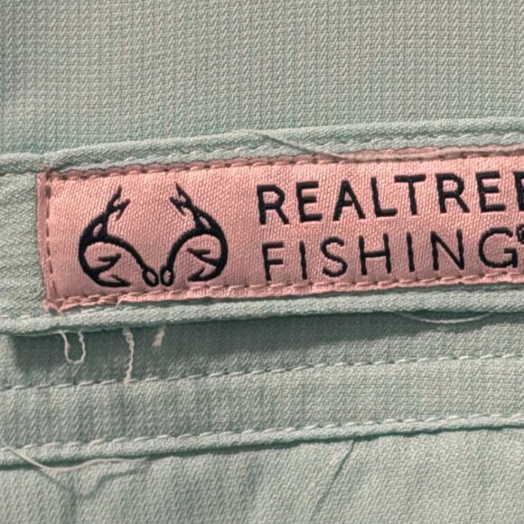 Realtree Fishing Mint Green Short Sleeve Button-Up Shirt Sz L With UPF40. NWT - Picture 4 of 12